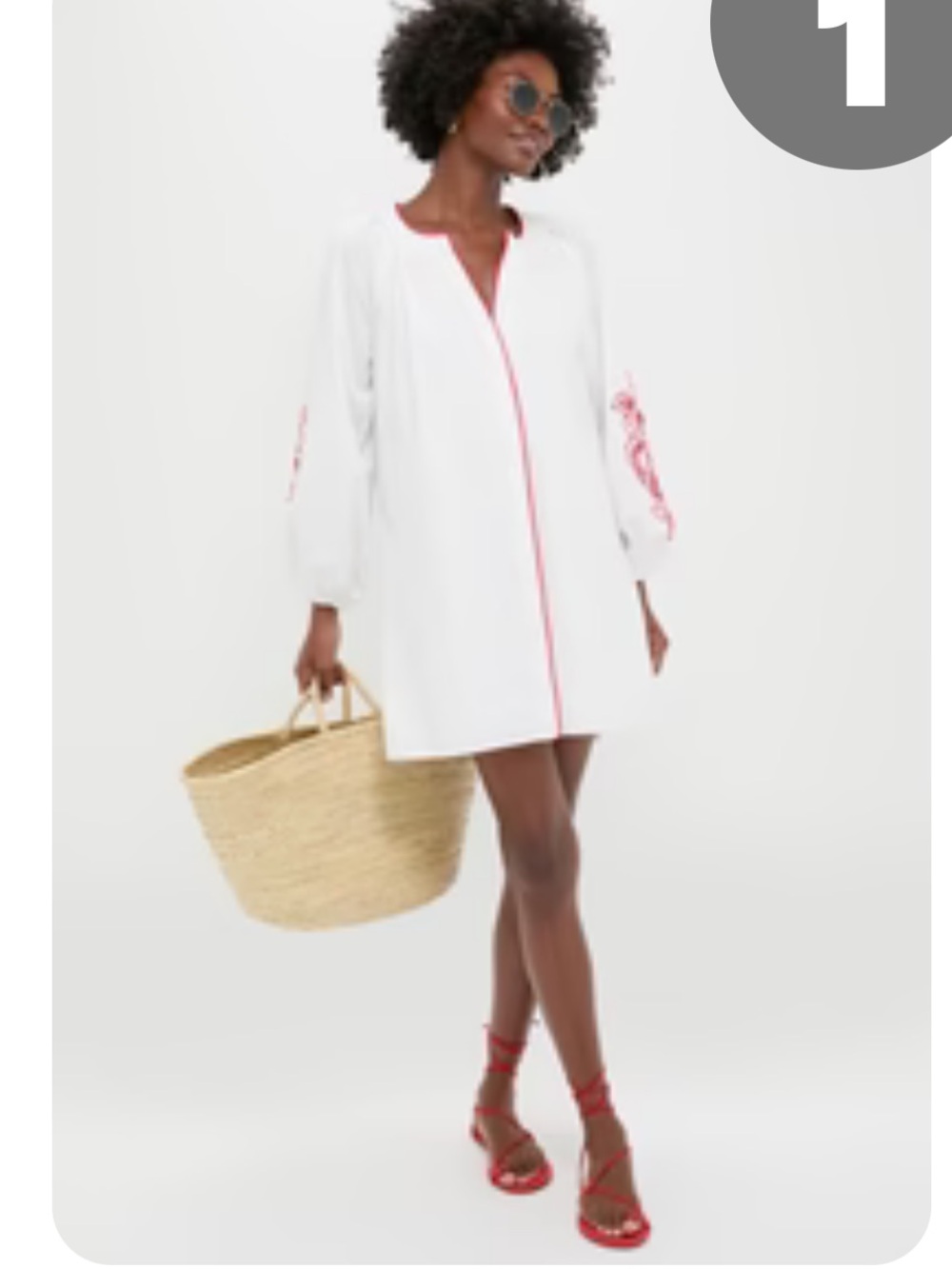 Tuckernuck Hyacinth House White & Red Embroidery Mini Dress
